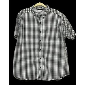Columbia Regular Fit Mens Black White Checkered Shirt Short Sleeve Button Up XXL